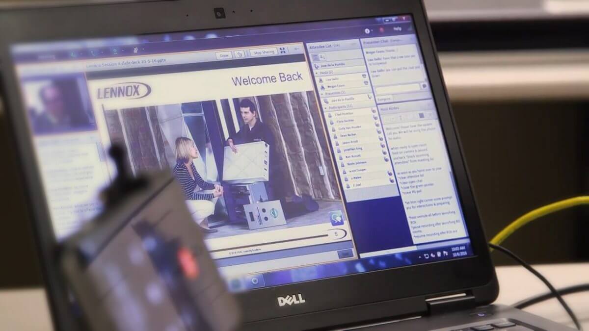 Image of a laptop displaying a Lennox webpage