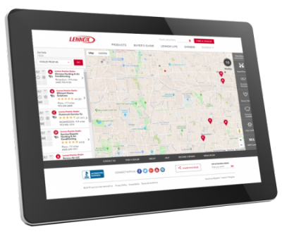 Priority Dealer Locator listing on Lennox.com